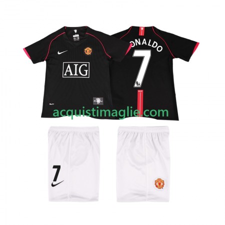 Divisa di Calcio Manchester United Ronaldo 7 2007 2008 Retro Bambino Trasferta